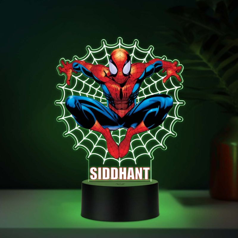Personalized SpiderMan369 UV Print 7-Color 3D Illusion Night Light – Custom Name Lamp Marvel Superhero Gift for Boys